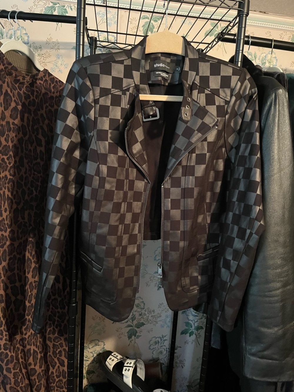 torrid Black and Gray Checkered Moto Jacket